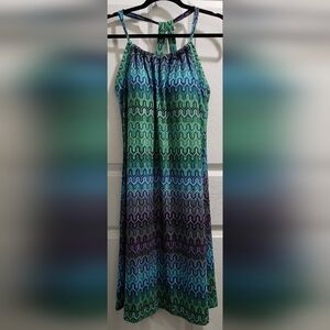 Prana Quinn dress green blue purple women's size Large